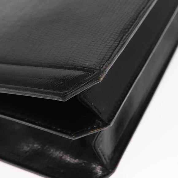 SAINT LAURENT Shoulder Bag Embossed leather Black Gold Auth 160293V