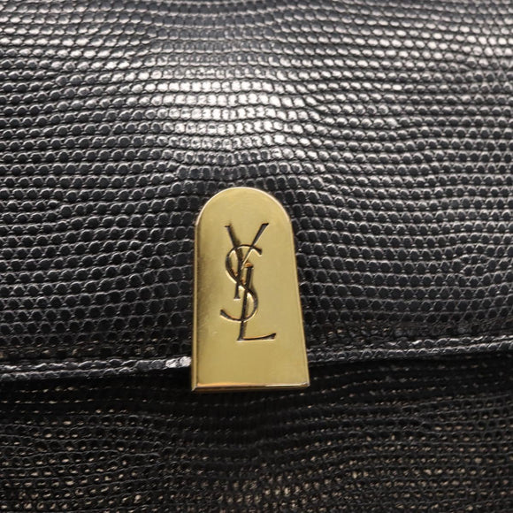 SAINT LAURENT Shoulder Bag Embossed leather Black Gold Auth 160293V