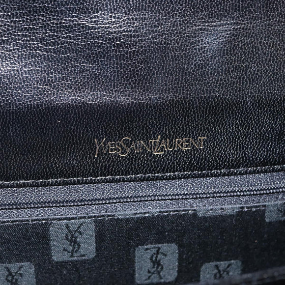 SAINT LAURENT Shoulder Bag Embossed leather Black Gold Auth 160293V