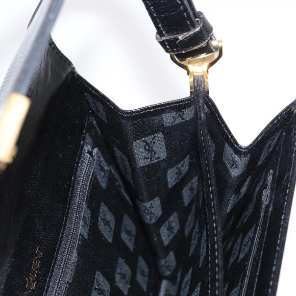 SAINT LAURENT Shoulder Bag Embossed leather Black Gold Auth 160293V