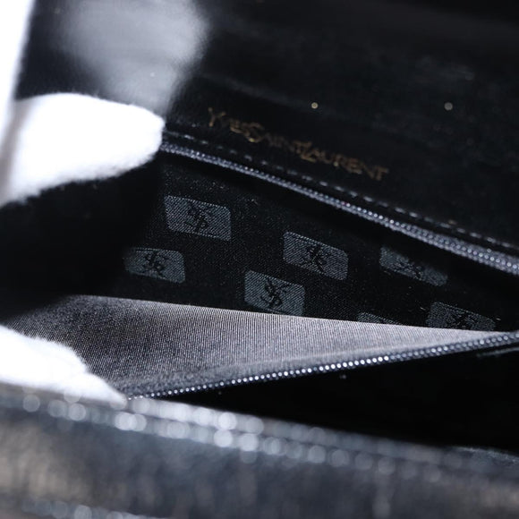 SAINT LAURENT Shoulder Bag Embossed leather Black Gold Auth 160293V