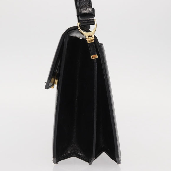 SAINT LAURENT Shoulder Bag Embossed leather Black Gold Auth 160293V