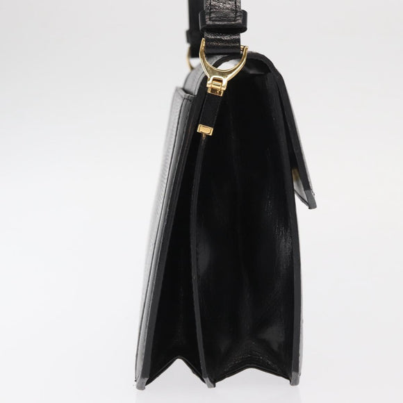 SAINT LAURENT Shoulder Bag Embossed leather Black Gold Auth 160293V