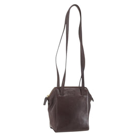 PRADA Chain Shoulder Bag Leather plastic Brown Gold Auth 160295