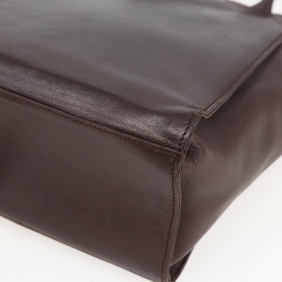 PRADA Chain Shoulder Bag Leather plastic Brown Gold Auth 160295