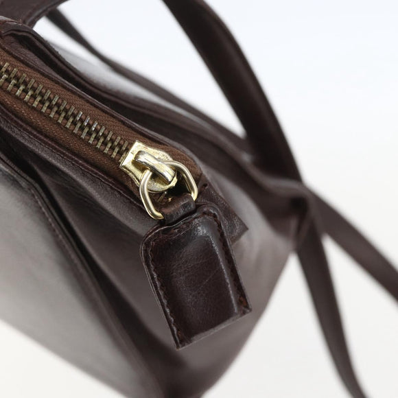PRADA Chain Shoulder Bag Leather plastic Brown Gold Auth 160295