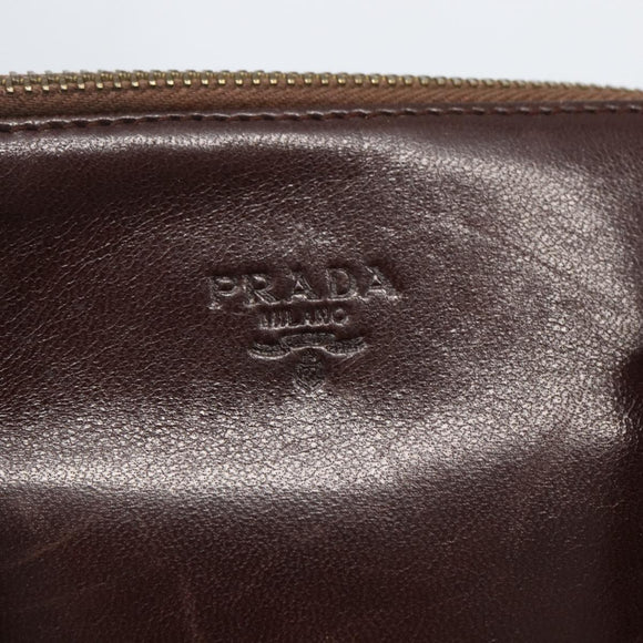 PRADA Chain Shoulder Bag Leather plastic Brown Gold Auth 160295