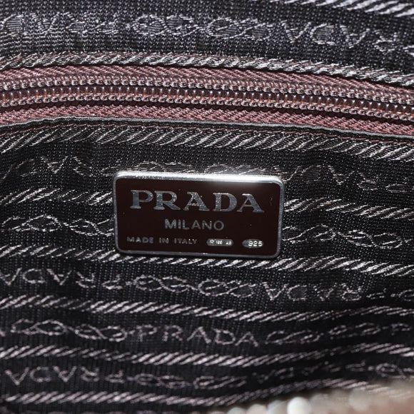 PRADA Chain Shoulder Bag Leather plastic Brown Gold Auth 160295