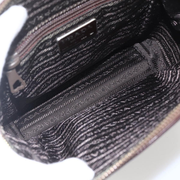 PRADA Chain Shoulder Bag Leather plastic Brown Gold Auth 160295