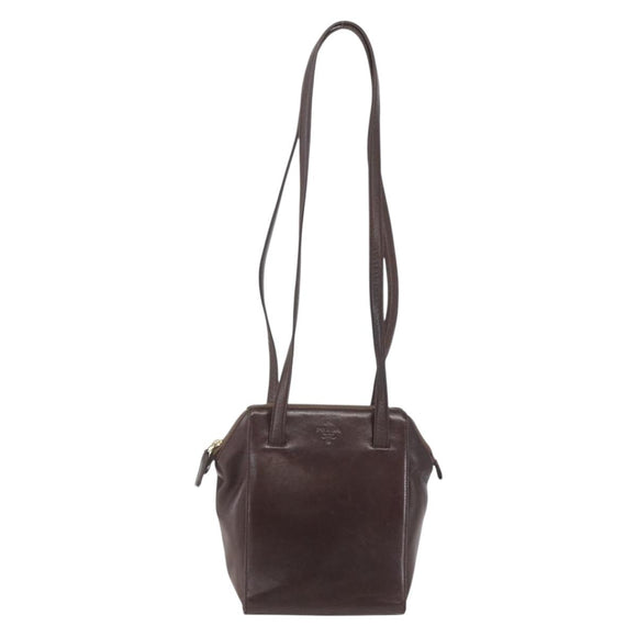 PRADA Chain Shoulder Bag Leather plastic Brown Gold Auth 160295
