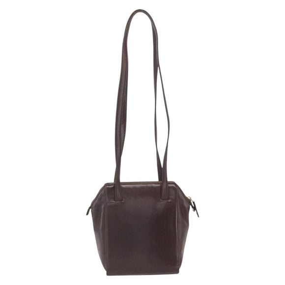 PRADA Chain Shoulder Bag Leather plastic Brown Gold Auth 160295