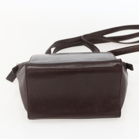 PRADA Chain Shoulder Bag Leather plastic Brown Gold Auth 160295