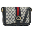 GUCCI GG Supreme Sherry Line Shoulder Bag PVC Navy Gold Auth 160298-1