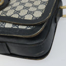 GUCCI GG Supreme Sherry Line Shoulder Bag PVC Navy Gold Auth 160298-9