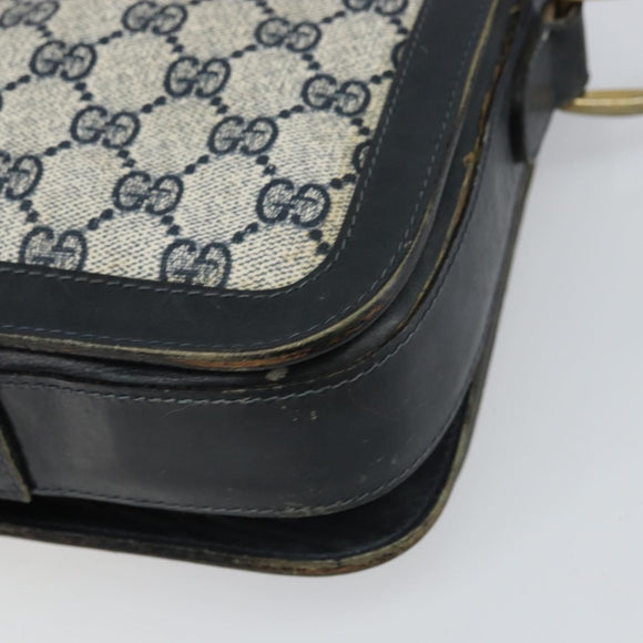 GUCCI GG Supreme Sherry Line Shoulder Bag PVC Navy Gold Auth 160298