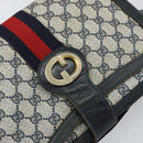 GUCCI GG Supreme Sherry Line Shoulder Bag PVC Navy Gold Auth 160298-17