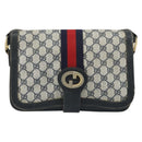 GUCCI GG Supreme Sherry Line Shoulder Bag PVC Navy Gold Auth 160298-13