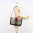 GUCCI GG Supreme Sherry Line Shoulder Bag PVC Navy Gold Auth 160298-24