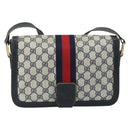 GUCCI GG Supreme Sherry Line Shoulder Bag PVC Navy Gold Auth 160298-2