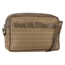 FENDI Zucchino Canvas Shoulder Bag PVC Brown Gold Auth 160299-1