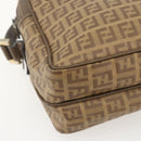 FENDI Zucchino Canvas Shoulder Bag PVC Brown Gold Auth 160299-14