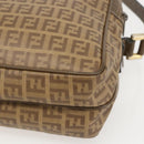 FENDI Zucchino Canvas Shoulder Bag PVC Brown Gold Auth 160299-15