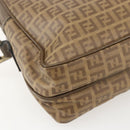 FENDI Zucchino Canvas Shoulder Bag PVC Brown Gold Auth 160299-16