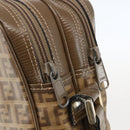 FENDI Zucchino Canvas Shoulder Bag PVC Brown Gold Auth 160299-17
