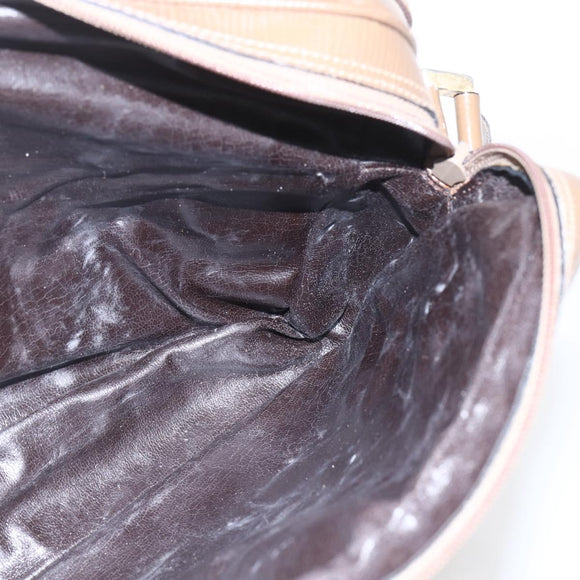 FENDI Zucchino Canvas Shoulder Bag PVC Brown Gold Auth 160299