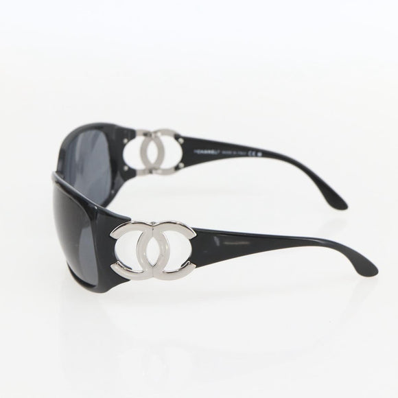 CHANEL Sunglasses plastic Black CC Auth 160308