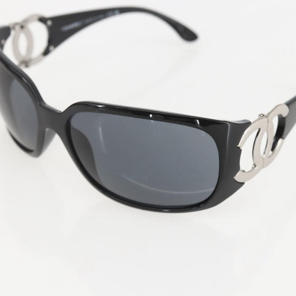 CHANEL Sunglasses plastic Black CC Auth 160308