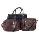CELINE Macadam Canvas Shoulder Bag Leather 3 Set Red Navy Auth 160319-1