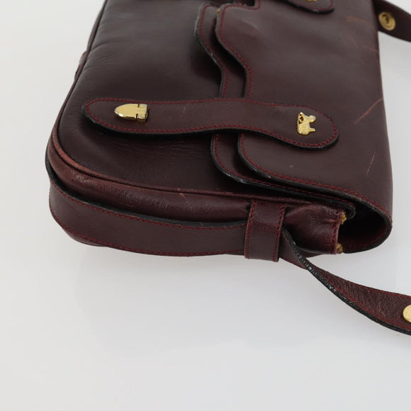 CELINE Macadam Canvas Shoulder Bag Leather 3 Set Red Navy Auth 160319