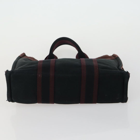HERMES Fourre Tout Hand Bag Canvas 3 Set Black Red Bordeaux Auth 160324