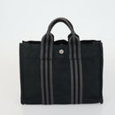 HERMES Fourre Tout Hand Bag Canvas 3 Set Black Red Bordeaux Auth 160324-16