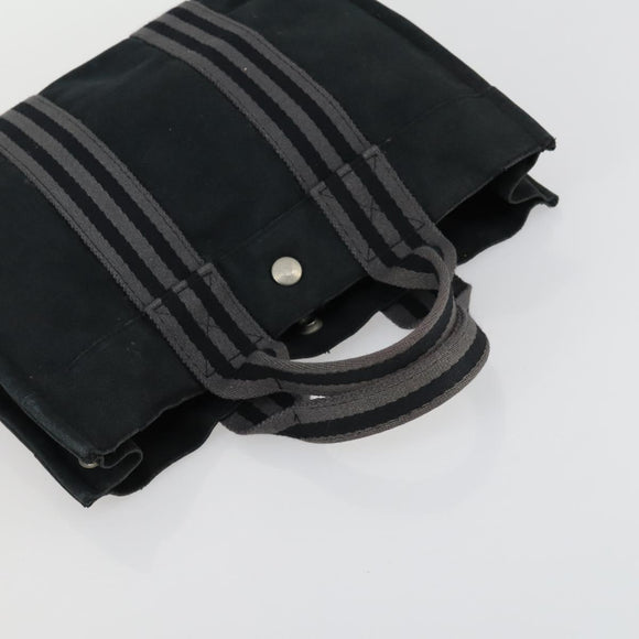 HERMES Fourre Tout Hand Bag Canvas 3 Set Black Red Bordeaux Auth 160324