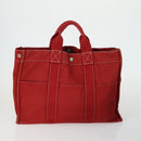 HERMES Fourre Tout Hand Bag Canvas 3 Set Black Red Bordeaux Auth 160324-2