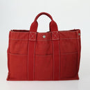 HERMES Fourre Tout Hand Bag Canvas 3 Set Black Red Bordeaux Auth 160324-3