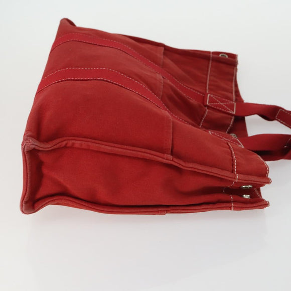 HERMES Fourre Tout Hand Bag Canvas 3 Set Black Red Bordeaux Auth 160324