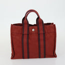 HERMES Fourre Tout Hand Bag Canvas 4 Set Black Red Bordeaux Auth 160325-15