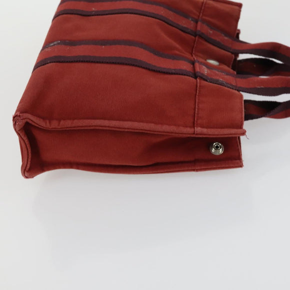 HERMES Fourre Tout Hand Bag Canvas 4 Set Black Red Bordeaux Auth 160325