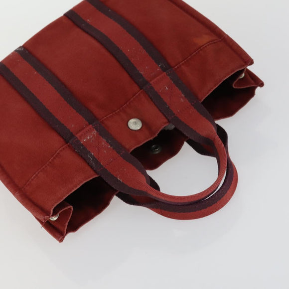 HERMES Fourre Tout Hand Bag Canvas 4 Set Black Red Bordeaux Auth 160325