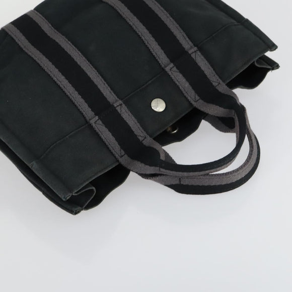 HERMES Fourre Tout Hand Bag Canvas 4 Set Black Red Bordeaux Auth 160325