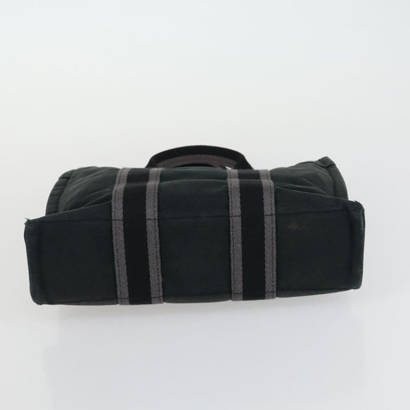 HERMES Fourre Tout Hand Bag Canvas 4 Set Black Red Bordeaux Auth 160325