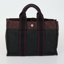 HERMES Fourre Tout Hand Bag Canvas 4 Set Black Red Bordeaux Auth 160325-9