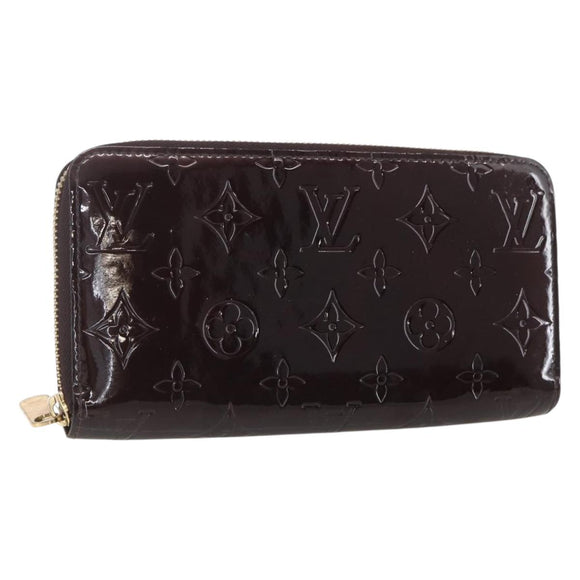 LOUIS VUITTON Monogram Vernis Zippy Wallet Amarante M93522 LV Auth 160357