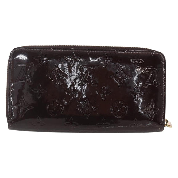 LOUIS VUITTON Monogram Vernis Zippy Wallet Amarante M93522 LV Auth 160357
