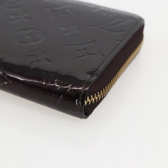 LOUIS VUITTON Monogram Vernis Zippy Wallet Amarante M93522 LV Auth 160357