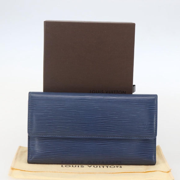 LOUIS VUITTON Epi Porte Tresor International Wallet Myrtille M6338G Auth 160358
