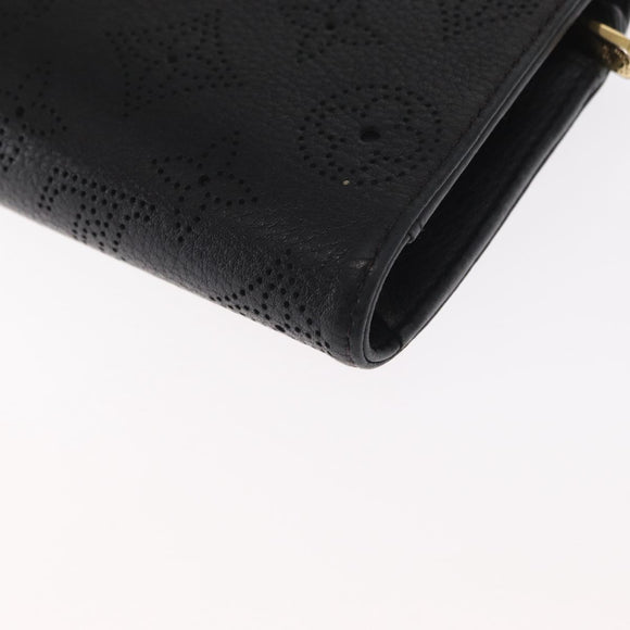 LOUIS VUITTON Mahina Portefeuille Amelia Long Wallet Black M95549 LV Auth 160362